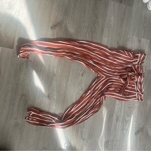Forever 21 Burgundy and White Striped Pants